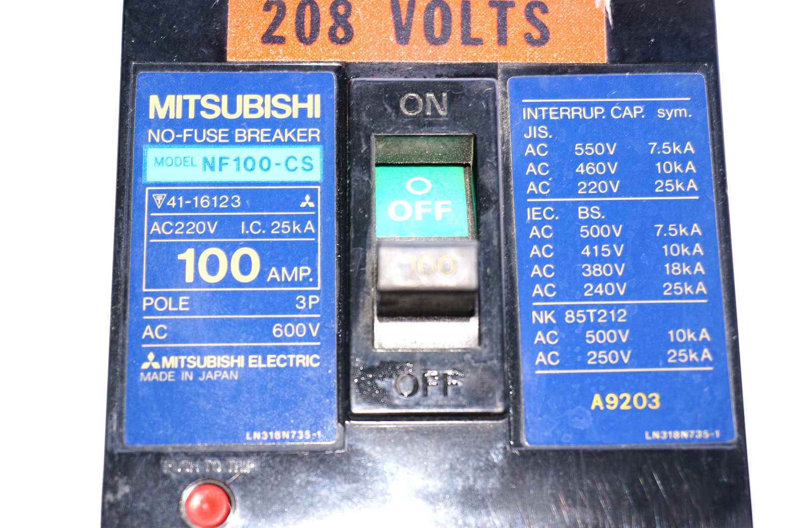 Details about   Mitsubishi Circuit Breaker  NF100-CS 60Amp 3 phase circuit breaker 