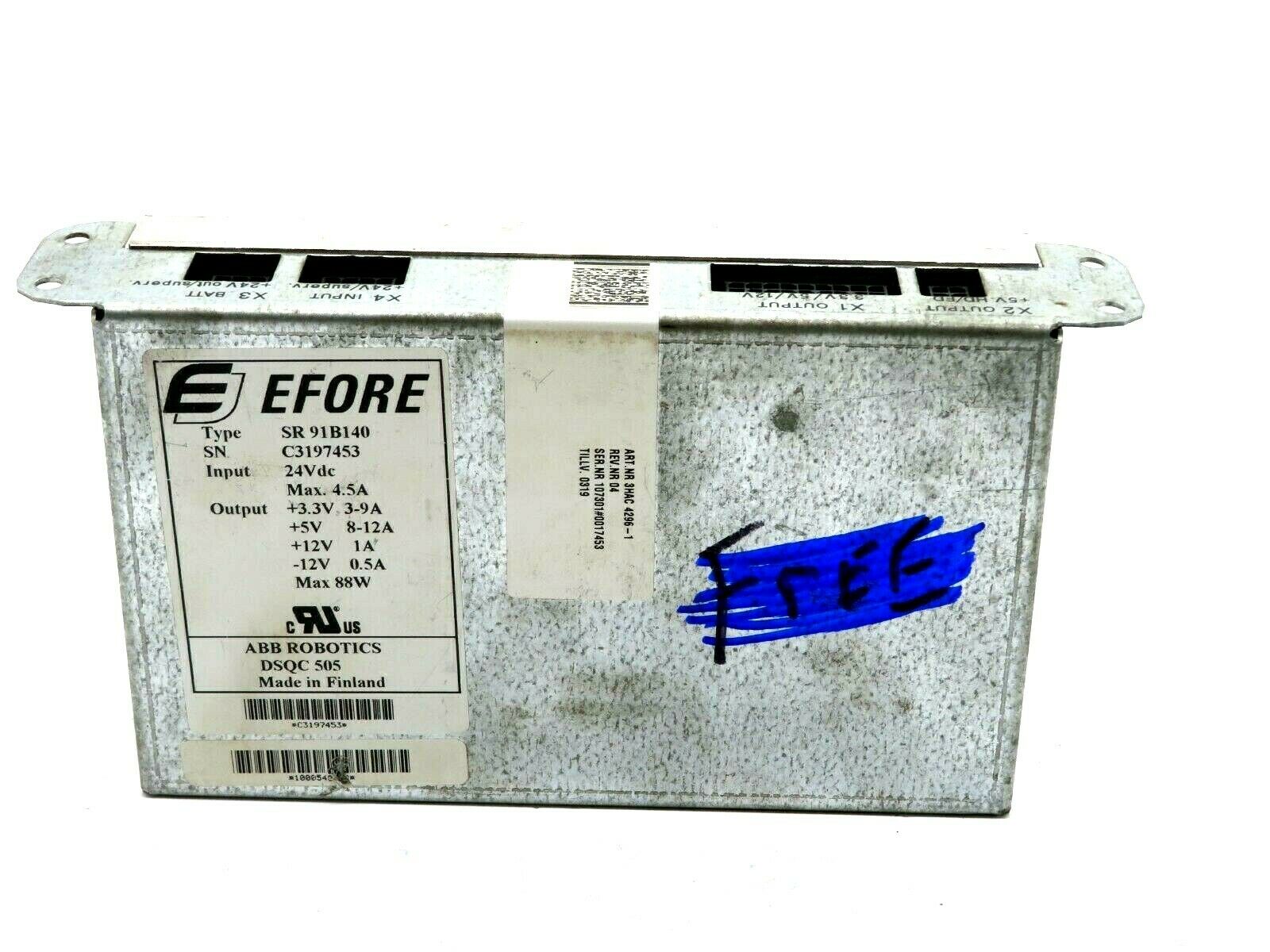 USED ABB Efore DSQC 505 SR91B140 3HAC 4296-1/04 Power Supply 