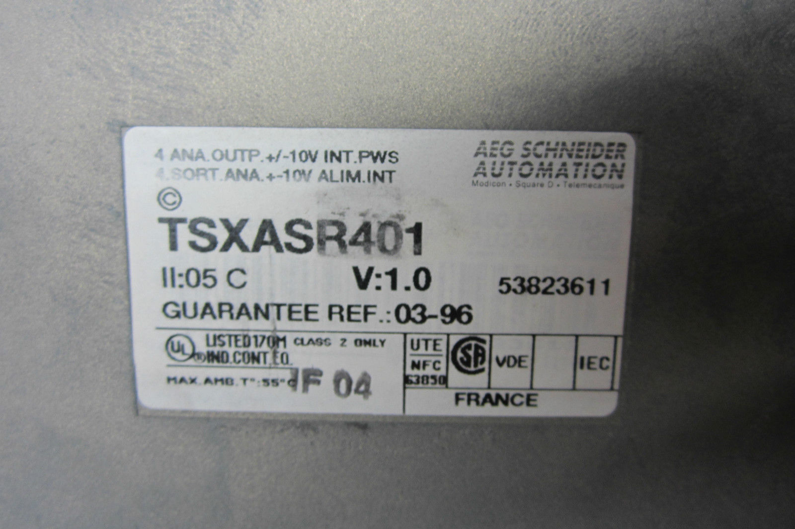 TSXASR401 4 SORTIE ANALOGIQUE USED v1.0 Telemecanique TSX ASR401 