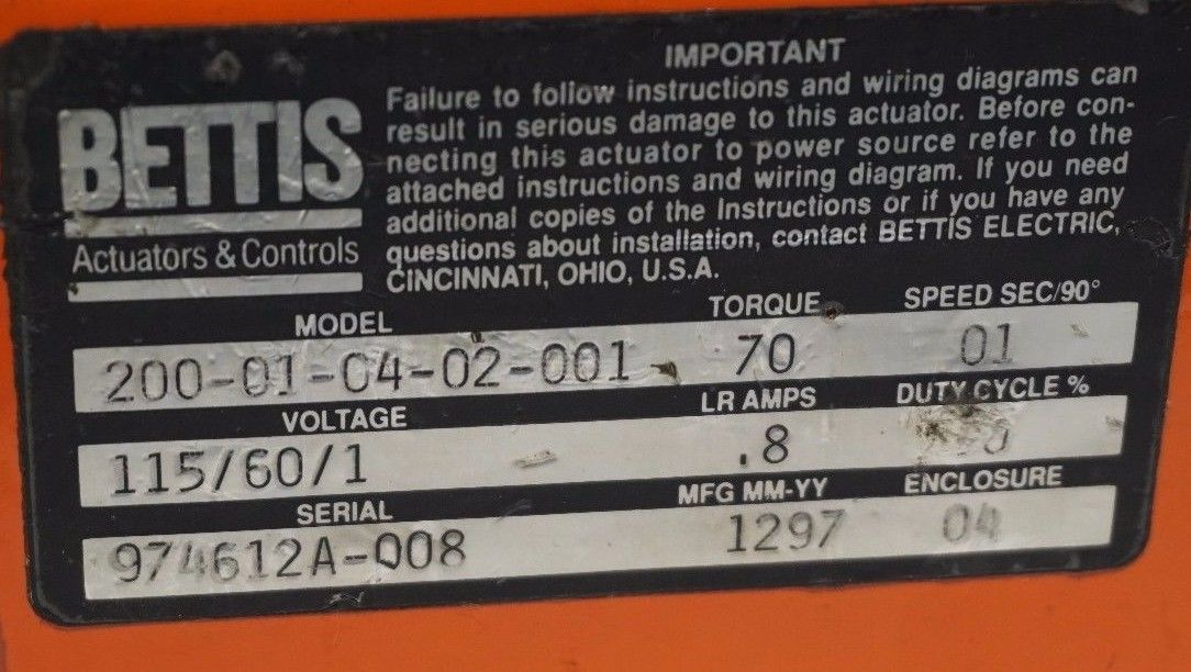 Electric Actuator 70 to 115 sec. 